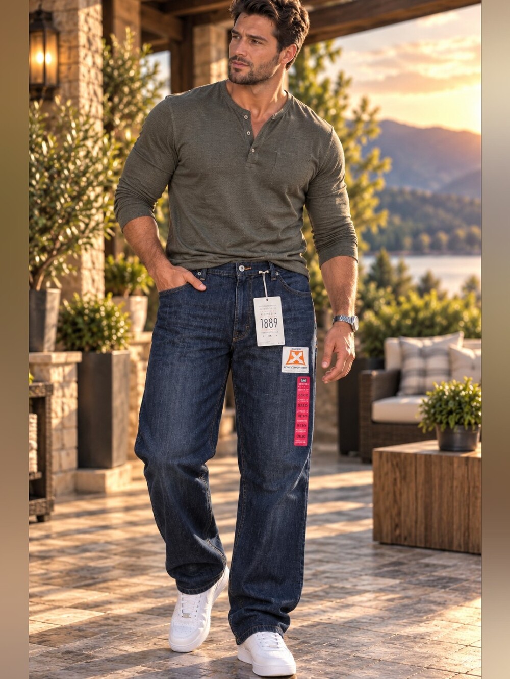 Lee Premium Select Dark Wash Loose Straight Jeans Size 54x30 NWT